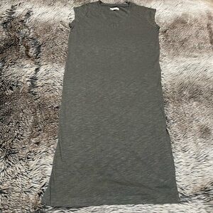 Madewell Horizon Tshirt Dress Midi Heather Olive Green V-Neck Knit Size S